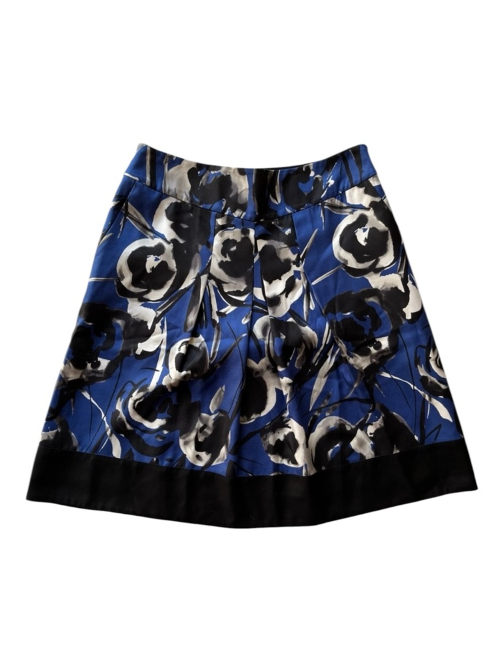 Ann Taylor Silk Blend Pleated A-Line Skirt, Sz 2P Abstract Floral, Pockets • EUC